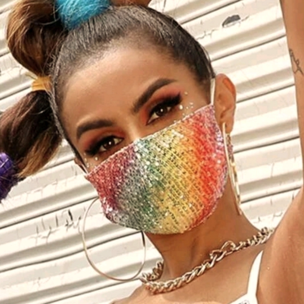 Stunning shimmery rainbow face mask!